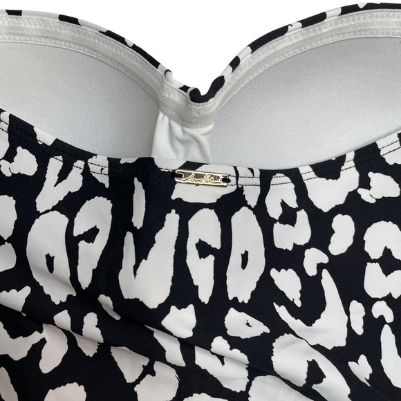 Anne Cole Animal-Print Twist-Front One-Piece Swimsuit Black White Size 6 New - Picture 7 of 8